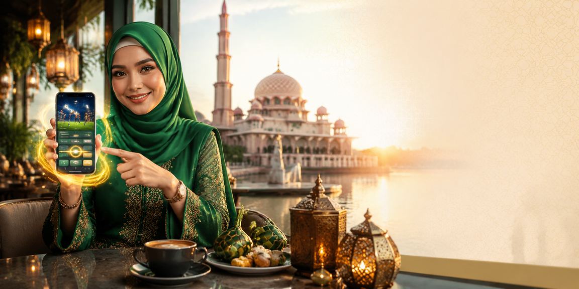 Pengguna ep8 di Putrajaya menggunakan telefon untuk mengakses platform semasa Hari Raya